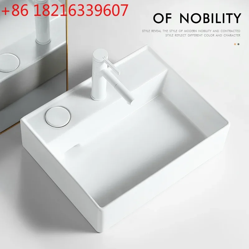Household balcony square wash basin washing machine left and right side water ceramic face wash