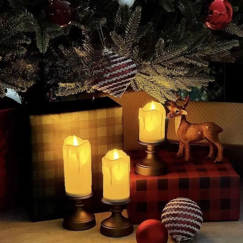 Halloween Retro Candle Holder with Fake LED Candle – Bedroom Decor, Wedding Party Scene Arrangement Prop & Home Display
