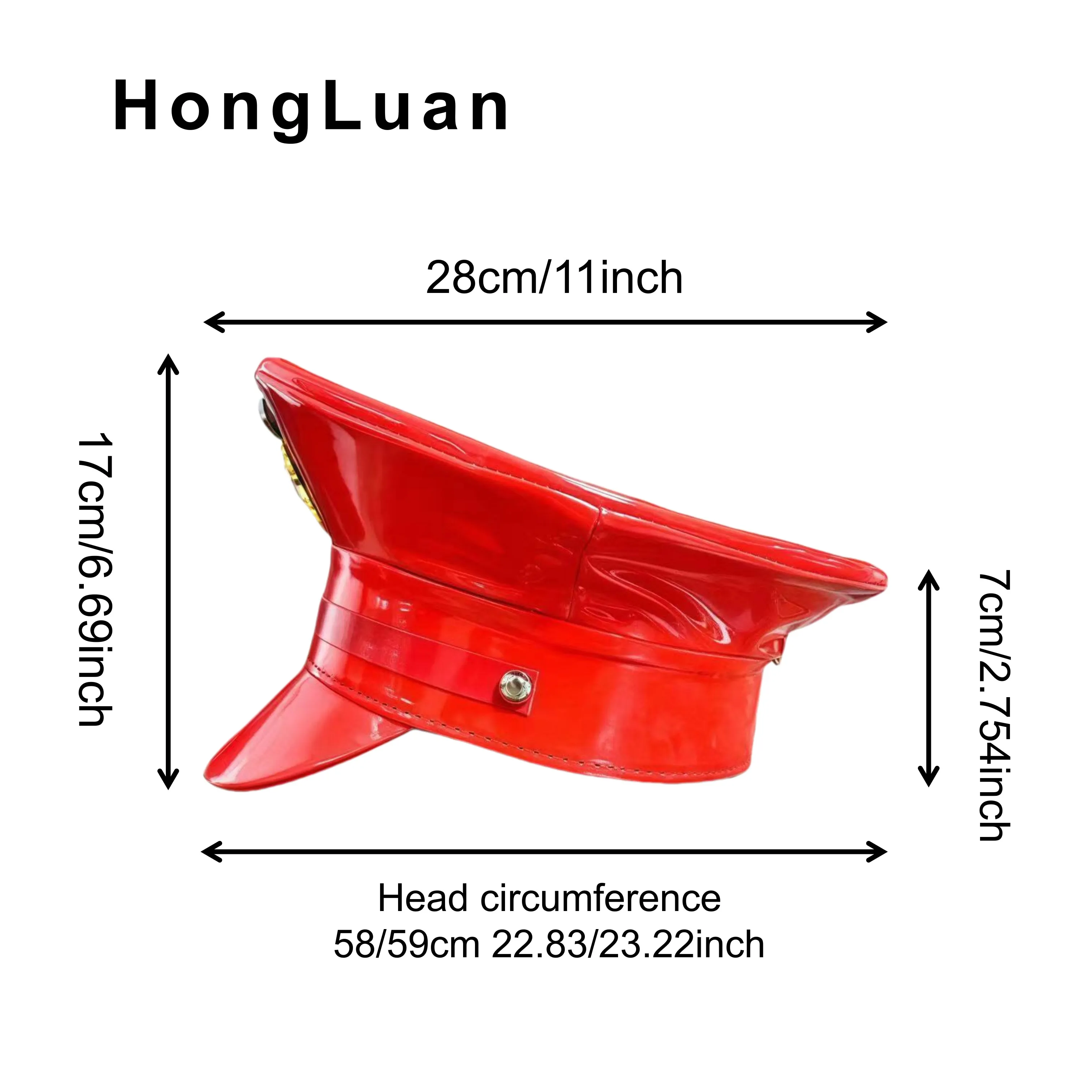 HongLuan Laser lederen kapiteinshoed Strass en militaire petten voor dames, Rave Festivals Accessoires & Feestpet Man Cosplay Fem