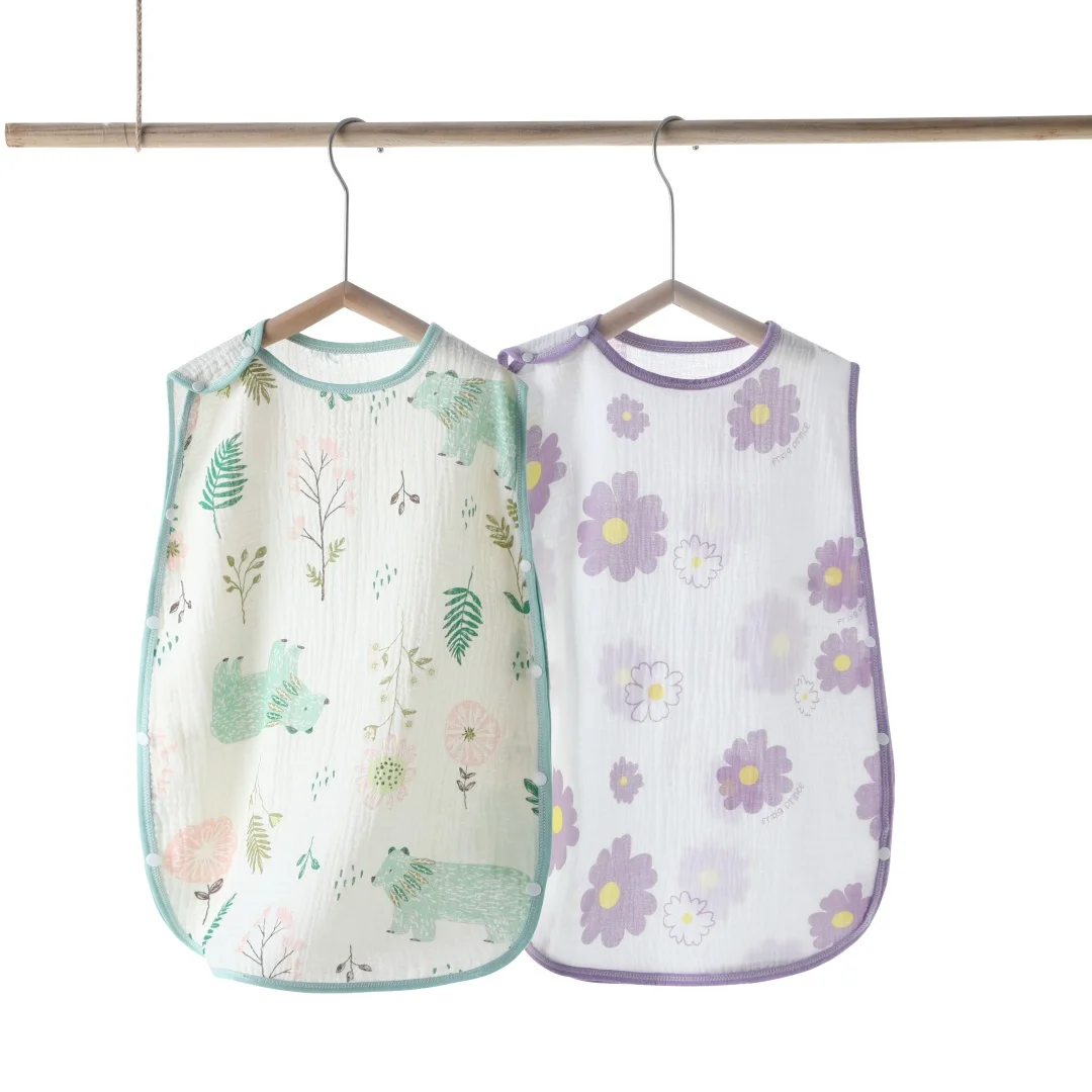 

Summer 4/2 Muslin Vest Sleepsack for Infant Baby Sleeveless 4/2 Cotton Breathable Button-up Sleeping Bag Bedding Pajamas