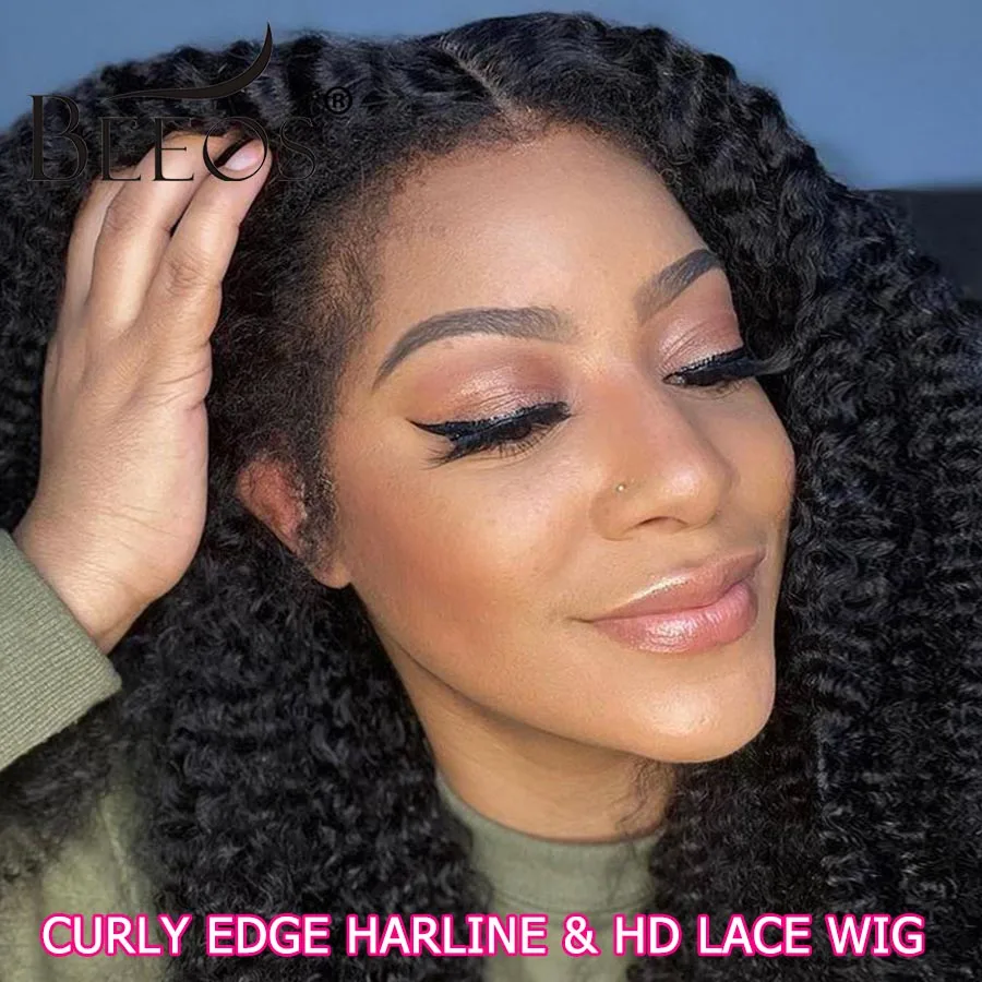 Kinky Curly Curly Baby Hair Wig 13*6 HD Transparent Lace Frontal Human Hair Wigs Pre plucked 5*5 HD Lace Closure Wig Brazilian