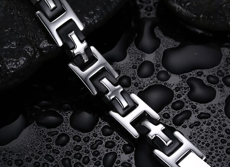 Vnox Black ID Bracelets for Men Stainless Steel Bangles Men Jewelry Arm Cuff Bracelet Men pulseira BR-143
