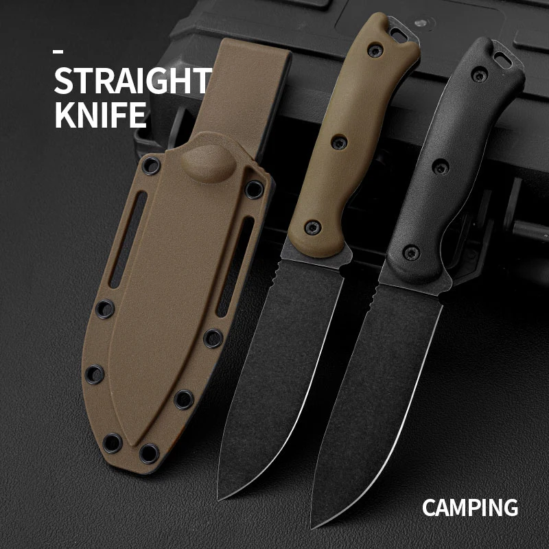 Outdoors Camping Straight Knife, Self-defense Knife, Survival Knife, Mountaineering, Exploration, Hunting Knife, with K Sheath