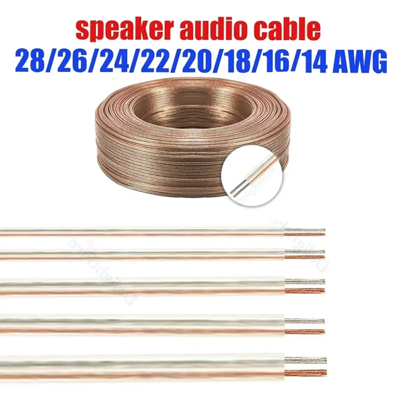 Cables de altavoz estéreo de 5-100m, Cables eléctricos de Audio de 2 pines, 28 26 24 22 20 18 16 14 AWG, cable de extensión para auriculares, tiras LED AMP