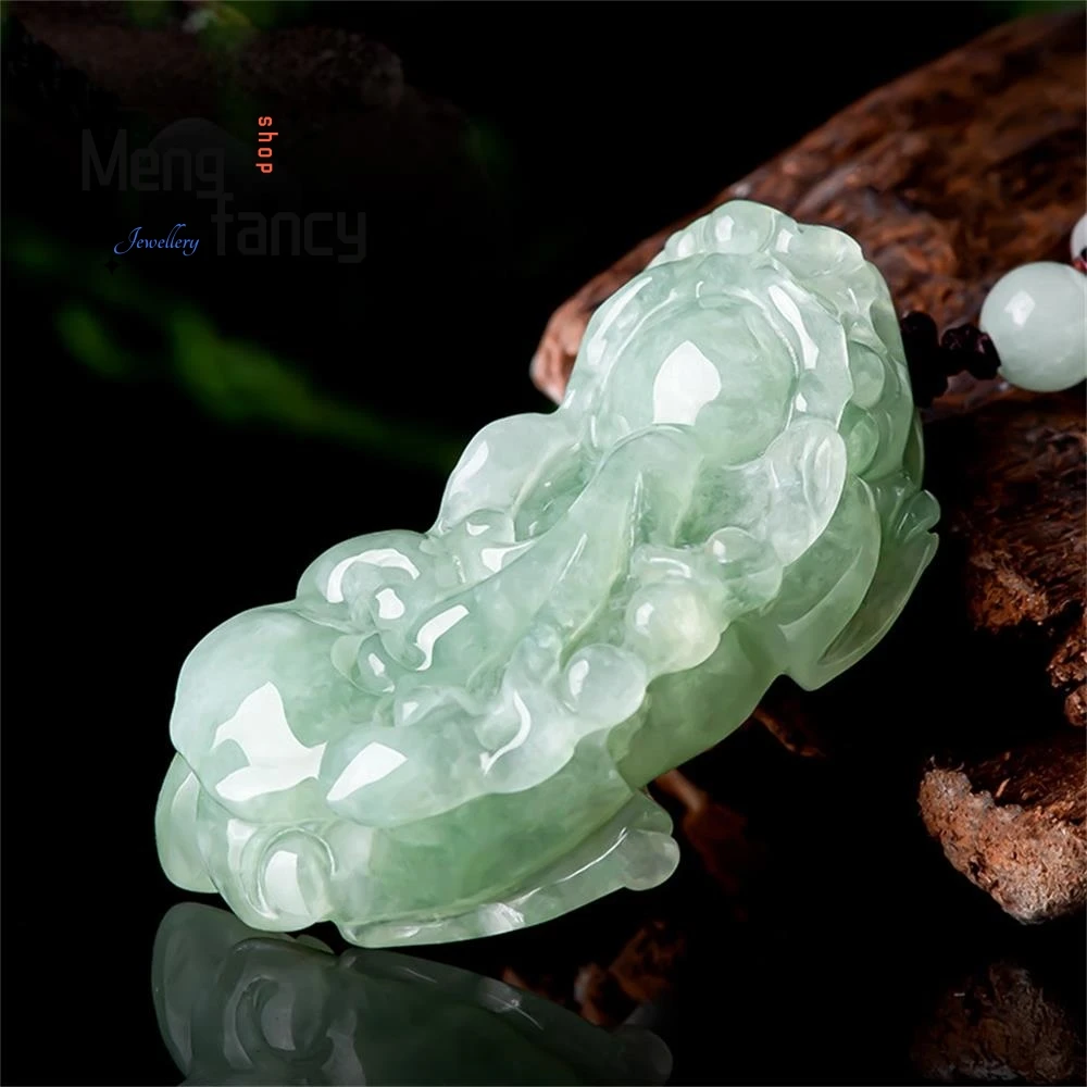 Natural Myanmar A-goods Jadeite Ruyi Pixiu Ice Jade Pendant High-grade Exquisite Fashion Jewelry Mascots Luxury Holiday Gifts