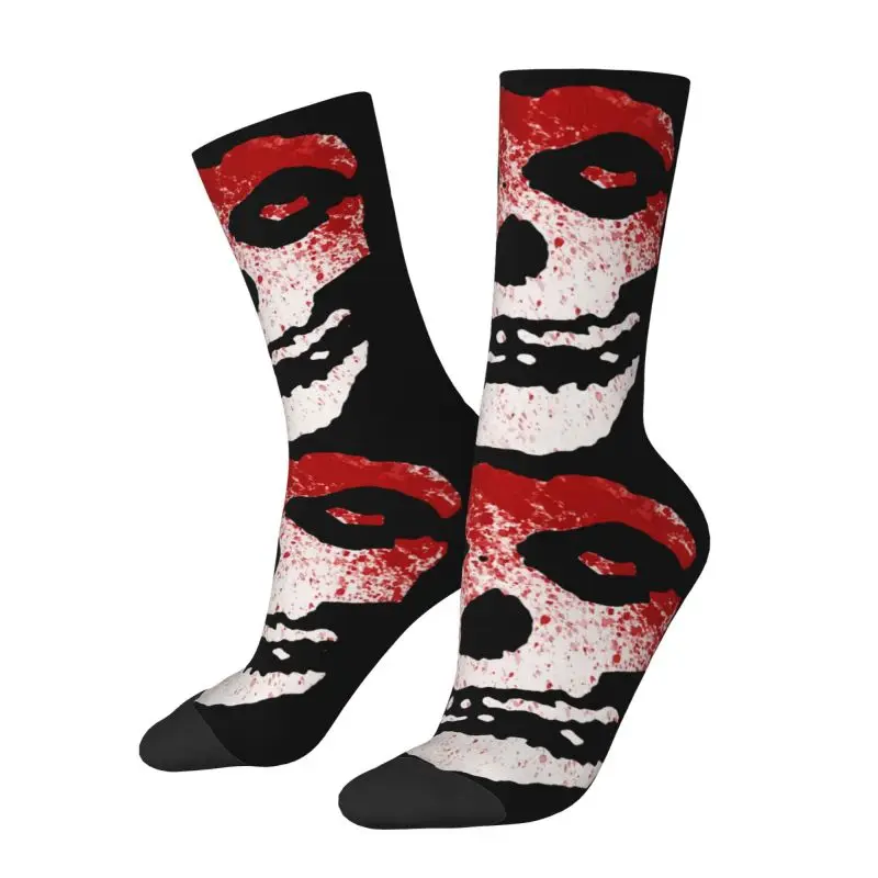 Custom Kawaii Rock Punk Band Misfits Crimson Ghost Skull Socks Men Women Warm 3D Printing Heavy Metal Basketball Sports Socks