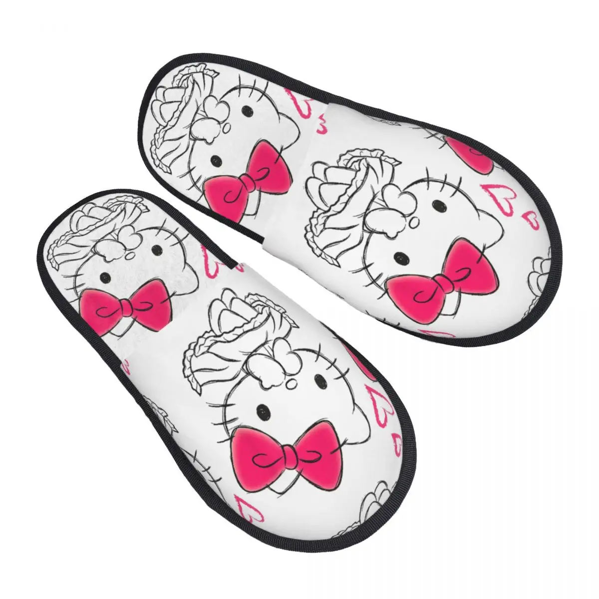 

Hello Kitty Girly Hearts Home Cotton Slippers Living Room Soft Memory Foam Slides Non-skid
