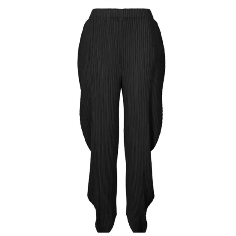 Miyake Casual Pants Versatile Simple Design Sense Temperament Comfortable Pleated Women's Nine-minute Pants 2025 Summer New