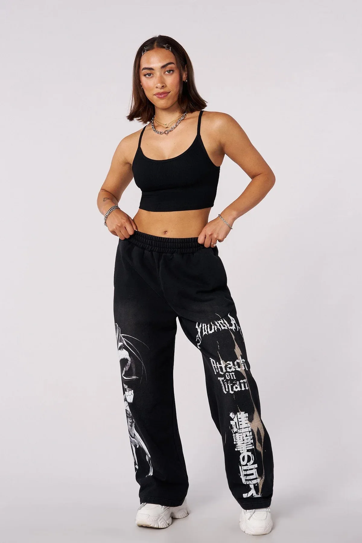 American co branded anime Attack on Titan Jogger Gym Fitness Cotton looped printed wide leg pants