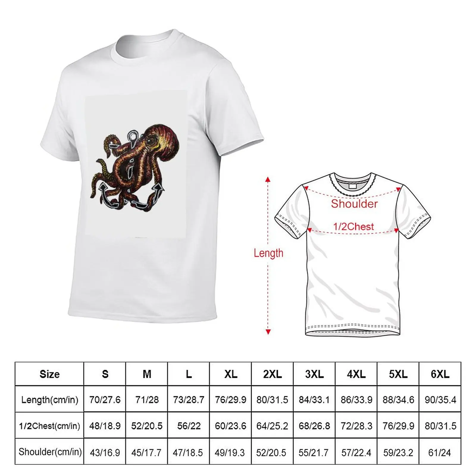 Octopus Anchor T-Shirt t shirts for man cotton funny t shirts for man cotton soft t shirts cotton 100% T-Shirt
