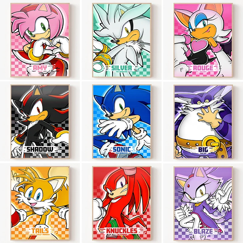Classic Anime S-Sonic Characters Game Posters Prints Canvas Painting Wall Art Picture Living Room Cafe Bar Home Decor