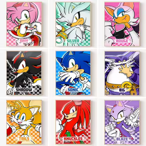 Classic Anime S-Sonic Characters Game Posters Prints Canvas Painting Wall Art Picture Living Room Cafe Bar Home Decor