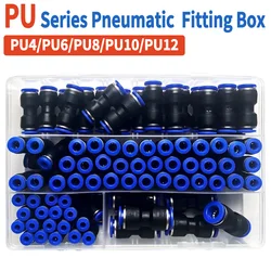 Boxed Pneumatic Fitting Straight Push Plastic Connector 4/6/8/10/12mm Trachea Connector PU Air Hose Tube PU4 PU6 PU8 PU10 PU12