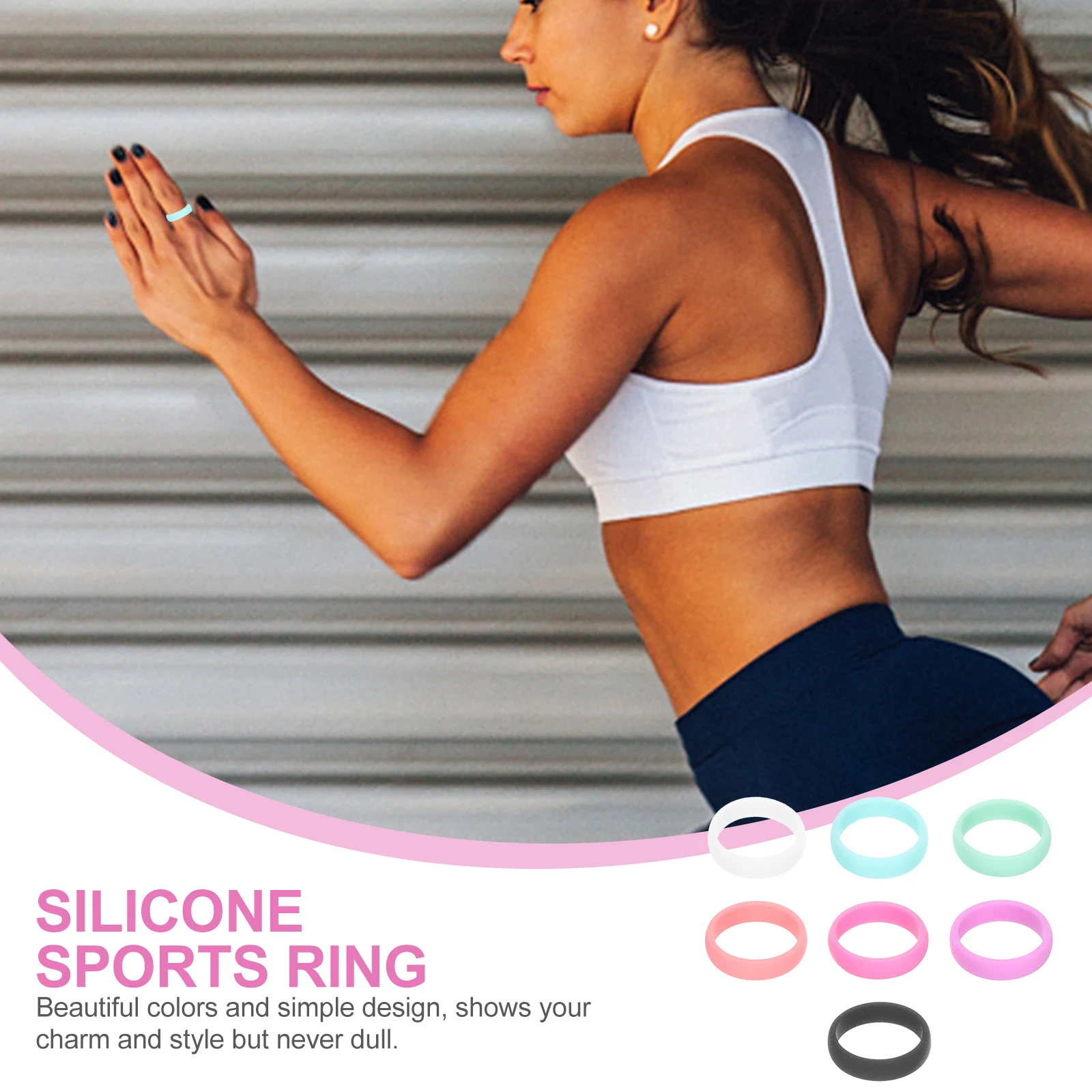 

7Pcs Silicone Rings Ergonomic Anti Sweat Breathable Flexible No Mark Safe Sensitive Skin Sports Avoid Scratching Wedding Ring
