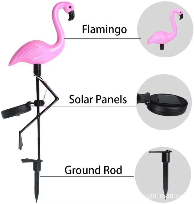 Solar Light Outdoor Pink Flamingo Field Waterproof Flamingo Stake Light