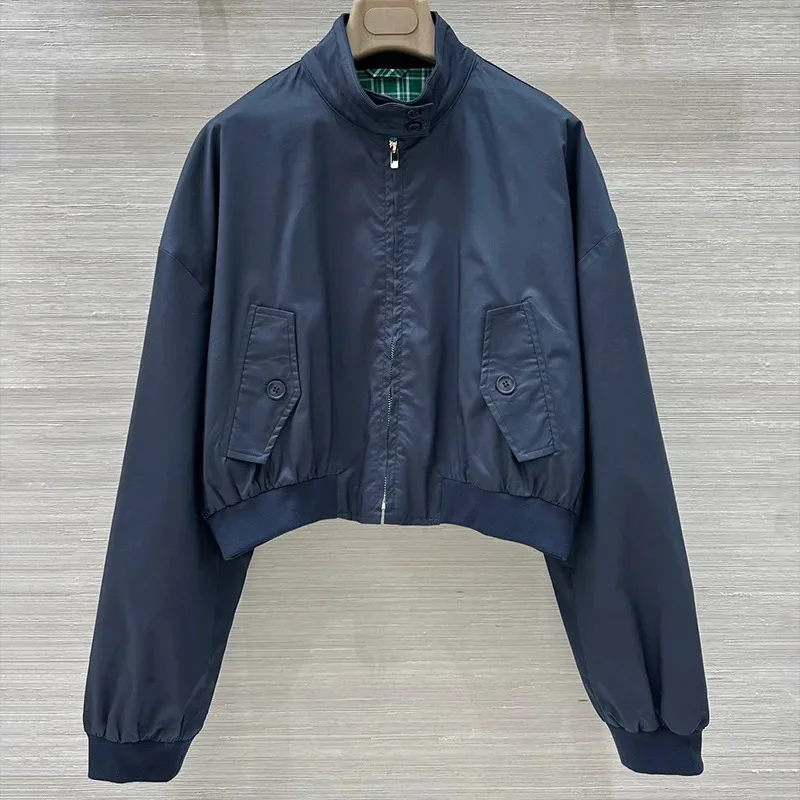 

High Quality Fashion Casual coat For Women Retro Green Plaid Lining Windproof Jackets Zip-Up Lady Autumn 2561649