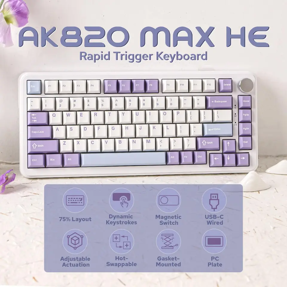 AJAZZ AK820 MAX HE Rapid Trigger Keyboard RGB Wired Gaming