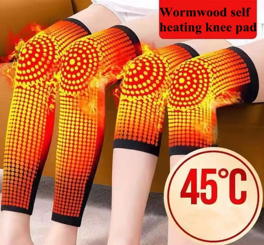 1Pair Wormwood Self Heating Knee Sleeve Warmer Knee Pad Women Men Older Arthritis Joint Pain Relief & Tendonitis Injury Recovery