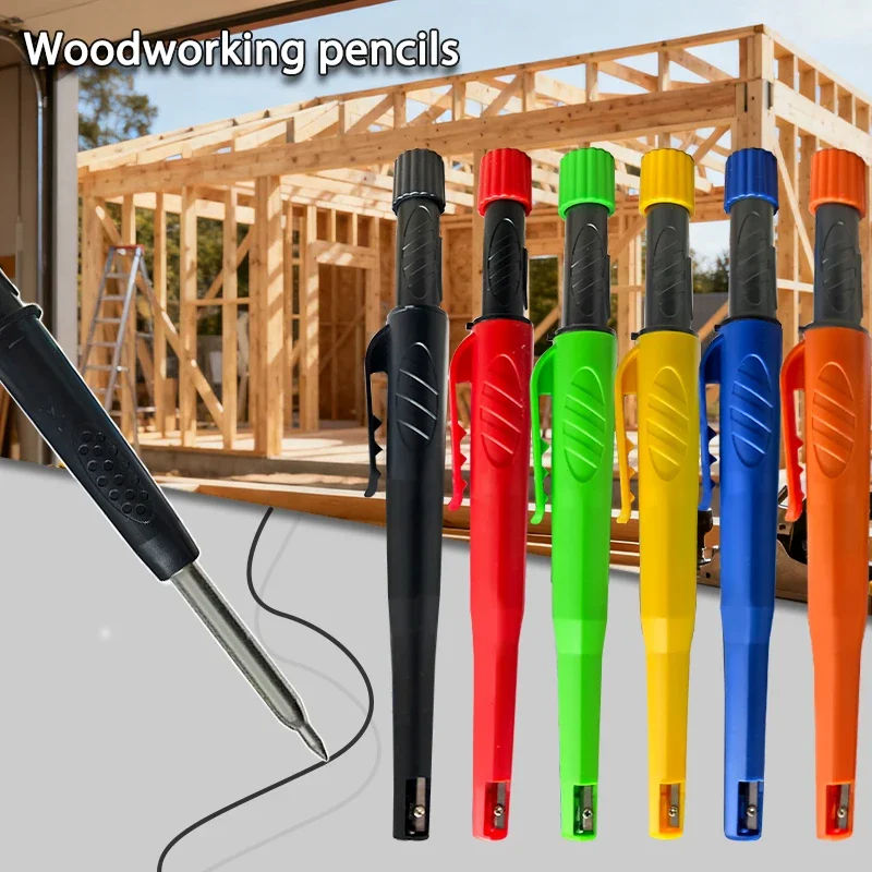 

3pcs 2.8mm Long Tip Woodworking Mechanical Pencils+3pcs Color Refill-Suitable for Site Marking on Concrete, Metal, Wood