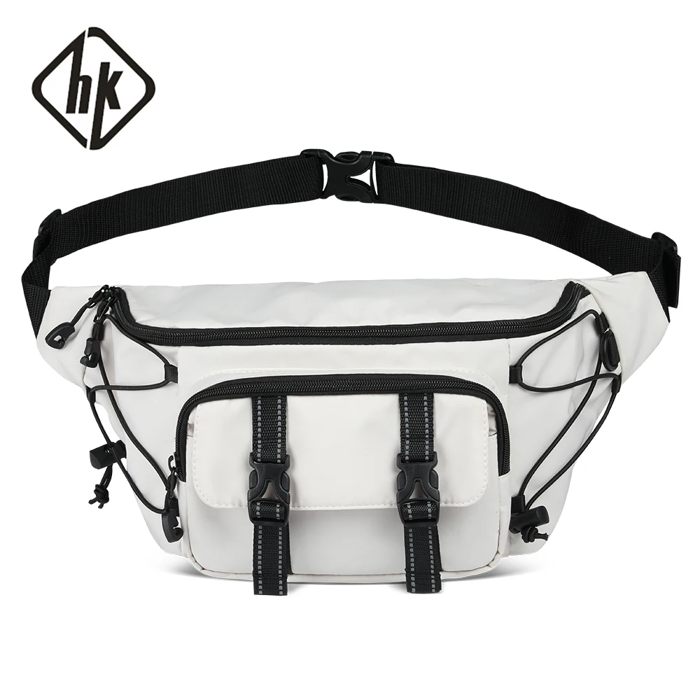 

HK Brand Leisure Waist Bag For Men Fashion Men's Shoulder Bag Anti-Theft Short Trip Chest Pack Large Phone Belt Bag For Man