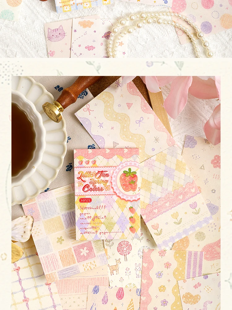 Journal GO 50 Stück Niedliches gemustertes Scrapbook-Papier mit Blumen- und Sternmotiven, dekorative Blätter für Junk Journals, Planer, Scrapbooking & Bastelarbeiten – Detail 2