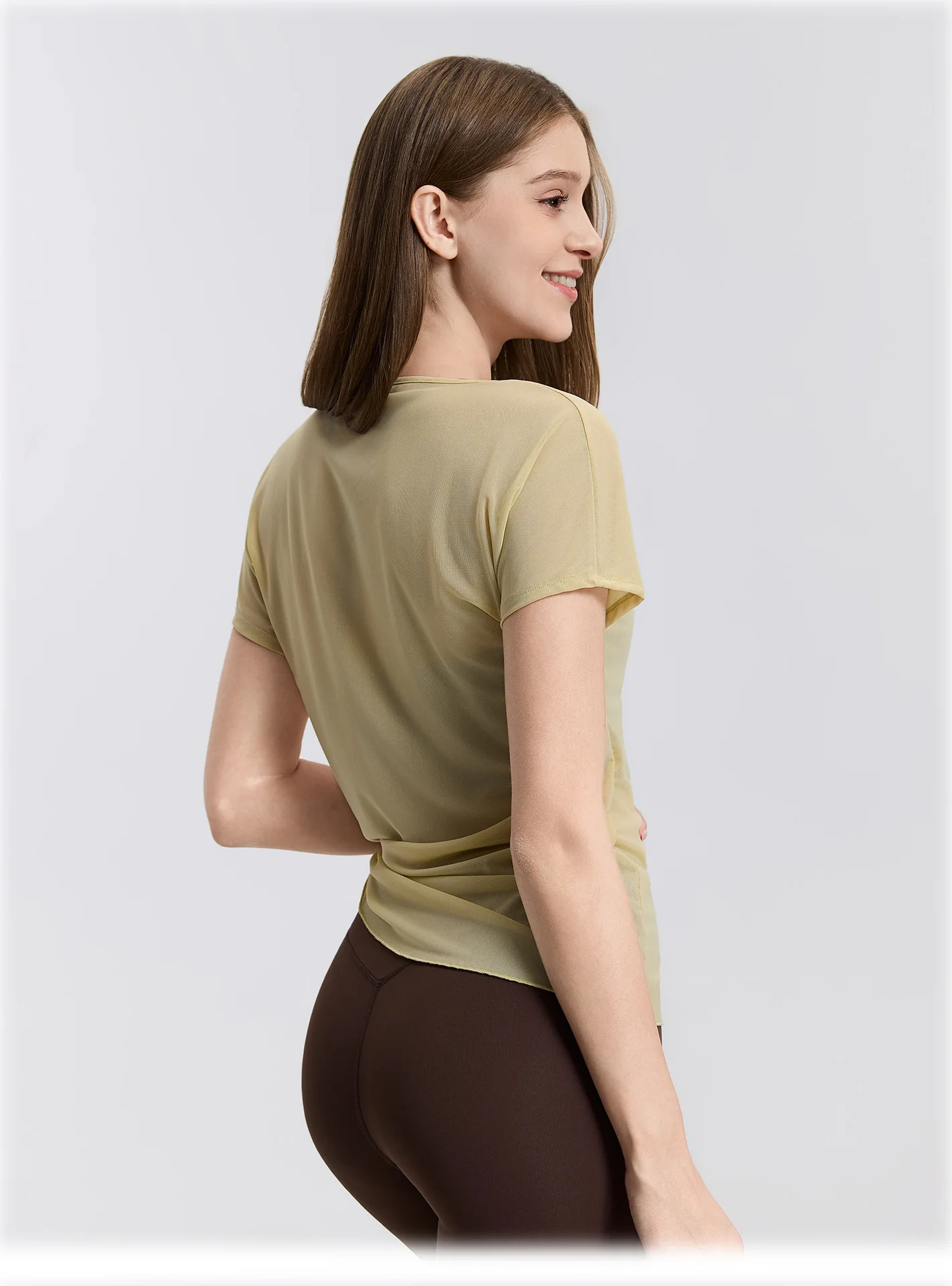Spring Summer Lace Mesh Sports Bra Short Sleeve Running Speed Dry One-piece Cup Fitness Dance Suit Top for Women