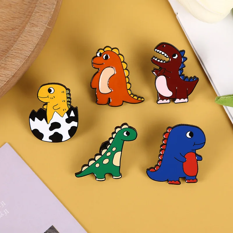 Animal with Broken Shell Brooches Lapel Badges Jewelry Gift Wholesale Animal Dinosaur Enamel Pins Cute