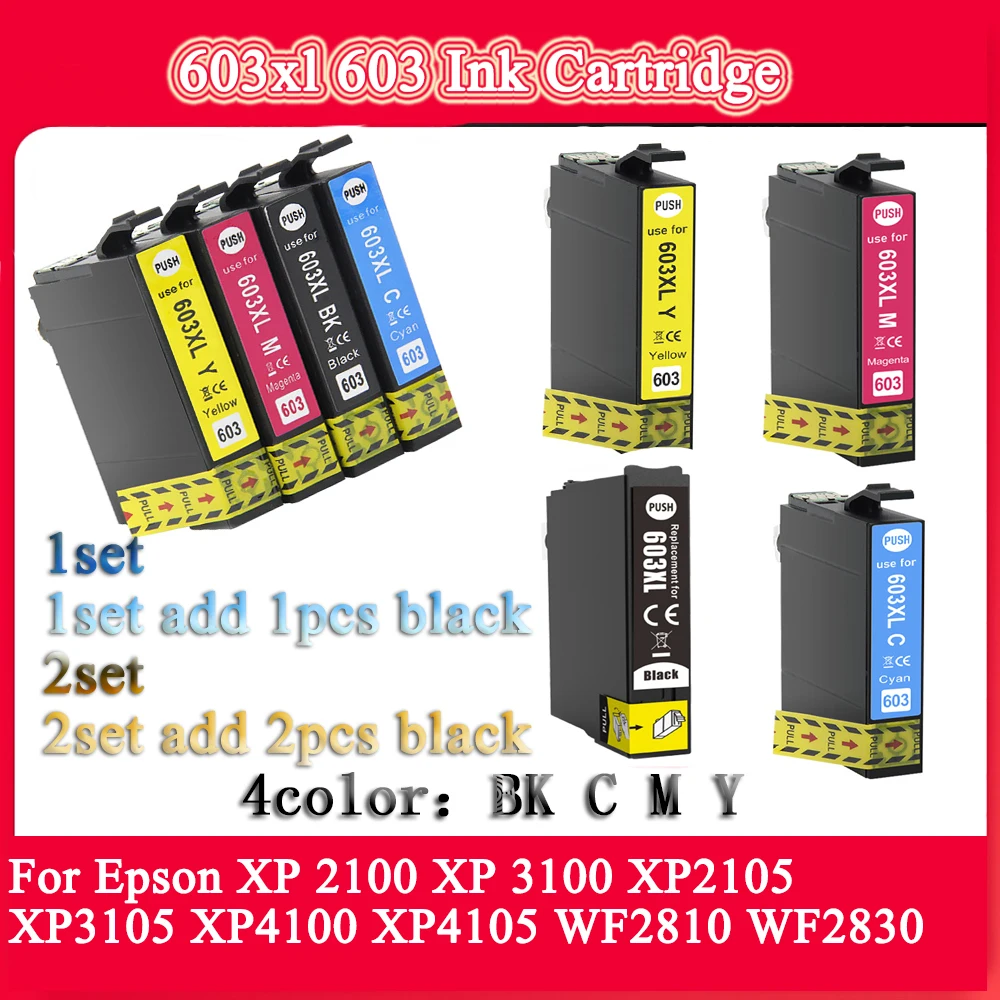 

Чернильный картридж 603xl 603 для Epson, совместимый принтер Epson XP 2100 XP 3100 XP2105 XP3105 XP4100 XP4105 WF2810 WF2830 einkshop