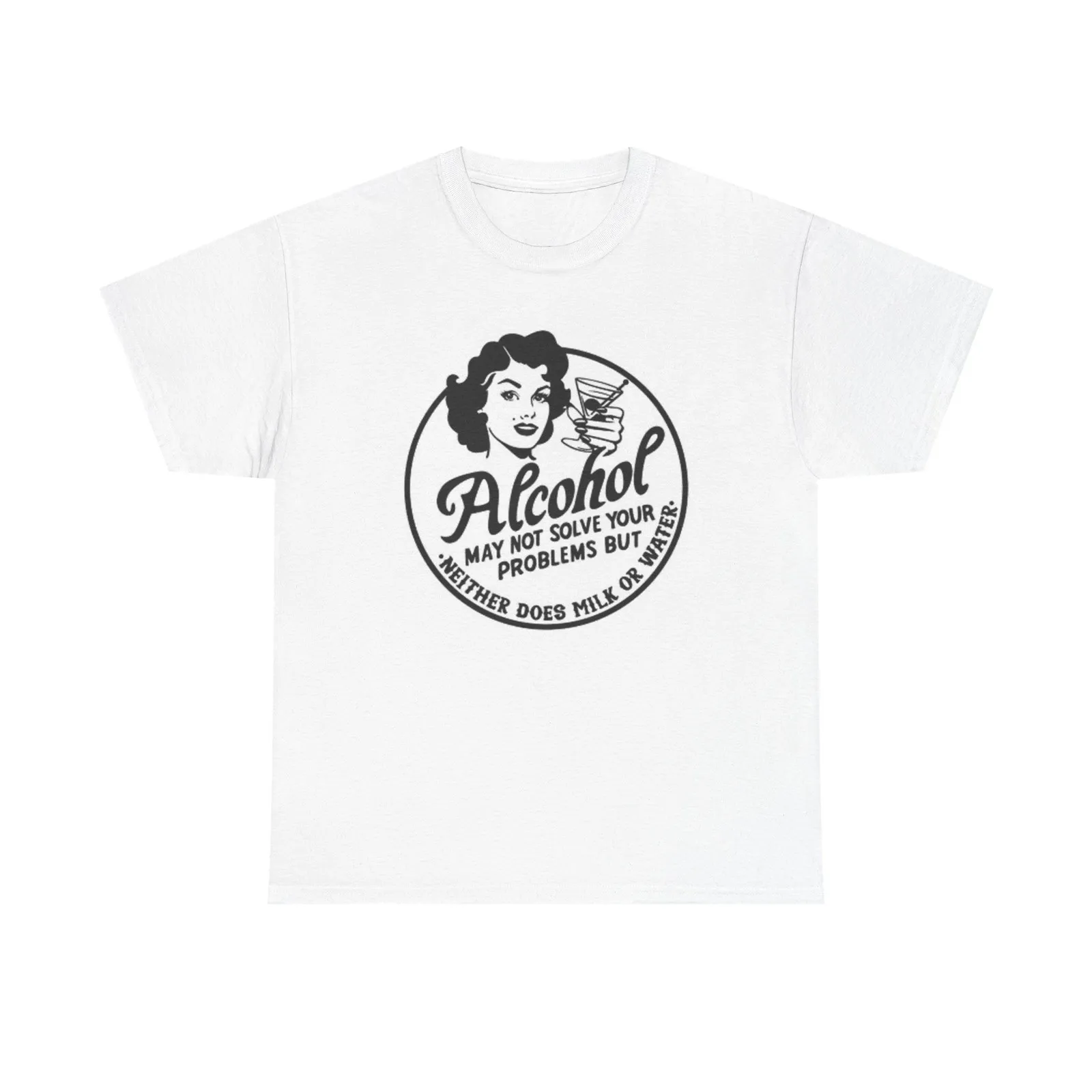 Alcohol Solve Your Problems Funny T Shirt Jokes Unisex Heavy Cotton Tee