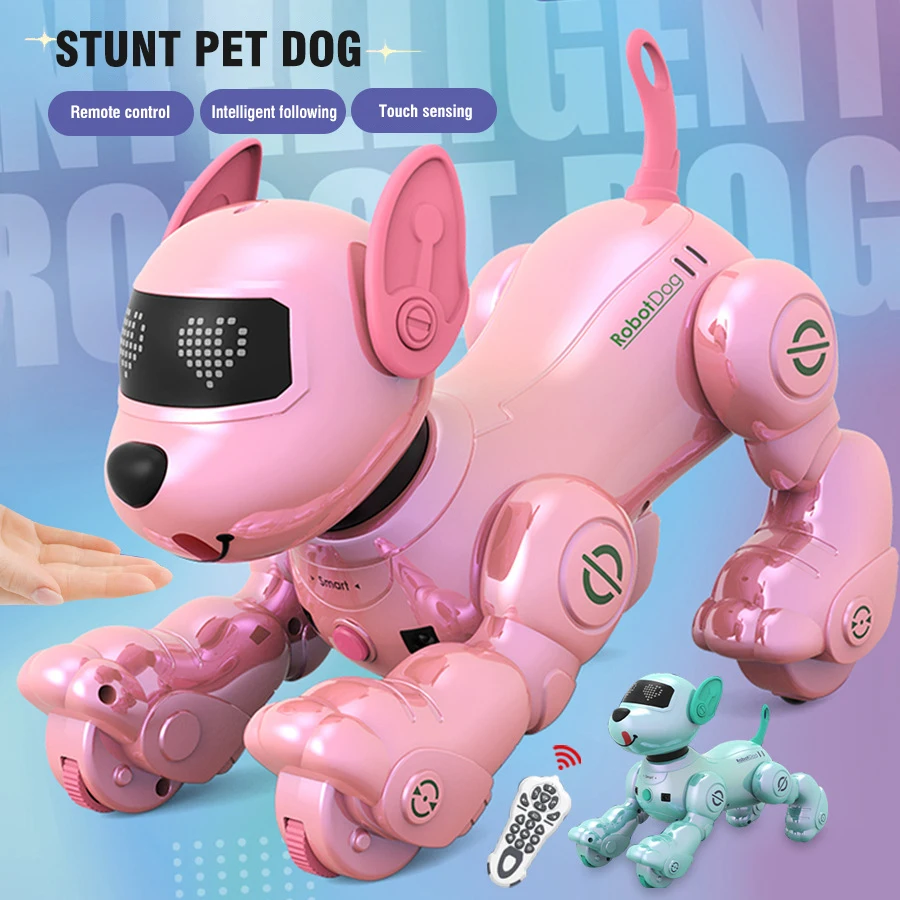 Chien robot intelligent Kawaii pour filles, animaux de compagnie mignons pour chiots, pigments intelligents, jouets pour chiens de phtaline chantants, cadeaux d'anniversaire