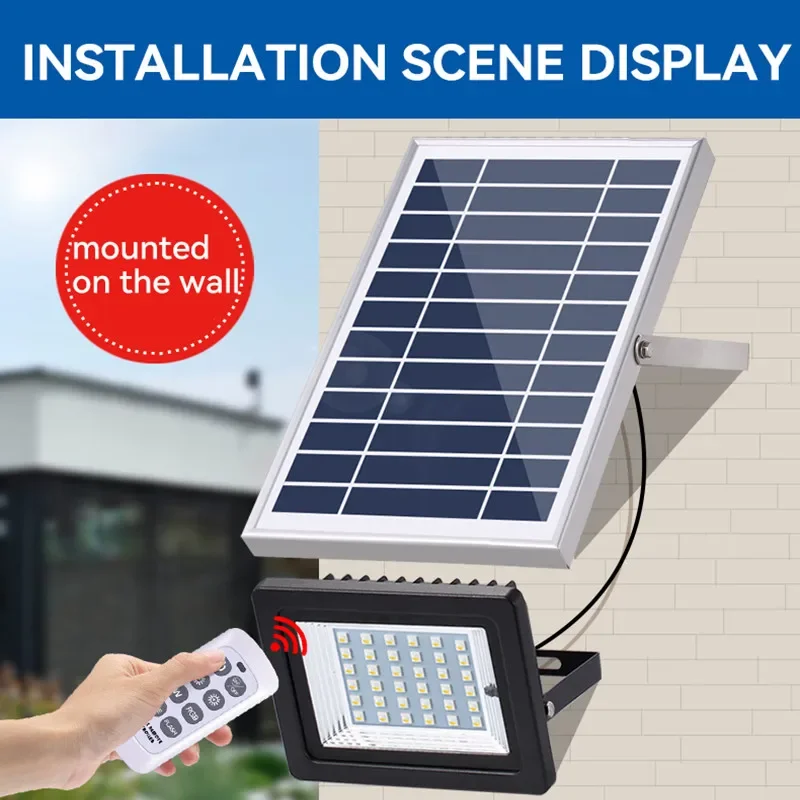 Hongcui Outdoor Solar Flood Light Remote Control Wall Mounted Waterproof IP65 Colorful Gradient LED For Courtyard Street Lamp