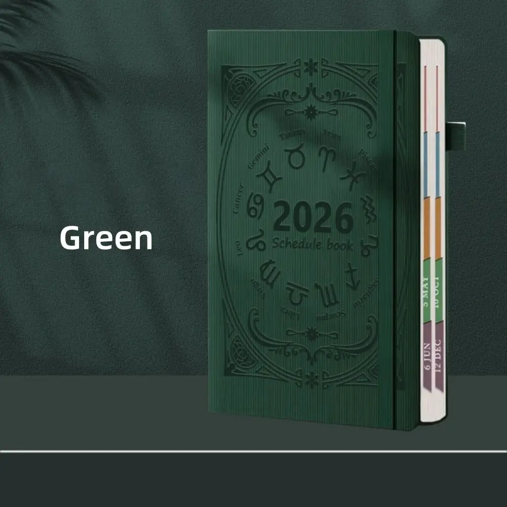 English 2026 Schedule Planner Notepad 12 Months Wear-resistant A5 Agenda Planning Notebook Efficiency Bookmark