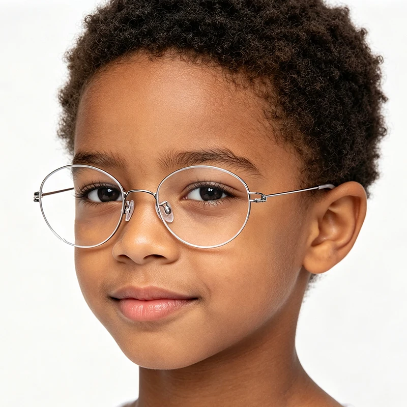 Kids Oval Prescription Glasses Frame Thin Wire Metal Eyeglass Ultralight Children Spectacle Frame Boys Girls Myopia Eyewear