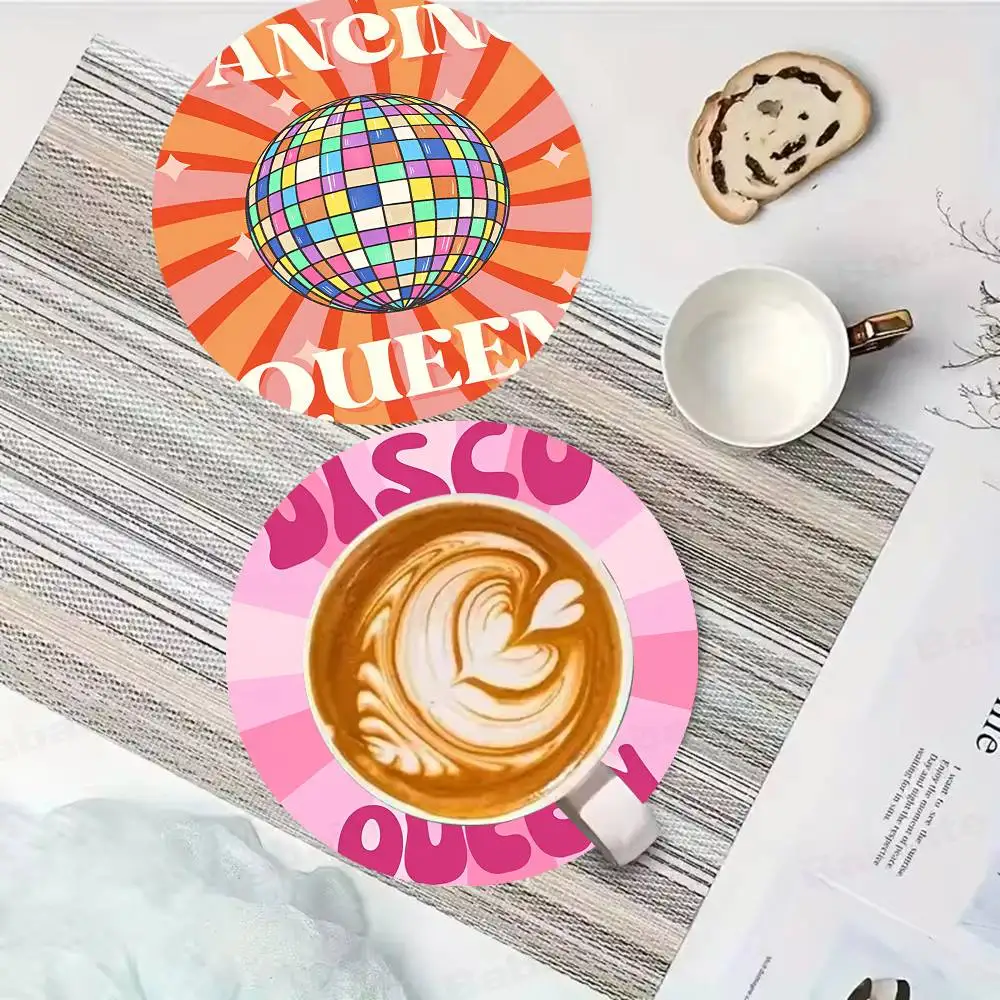 Disco Ball Themed Wooden Coaster Non-Slip Heat Resistant Dining Table Decoration Cafe Restaurant Unique Gift