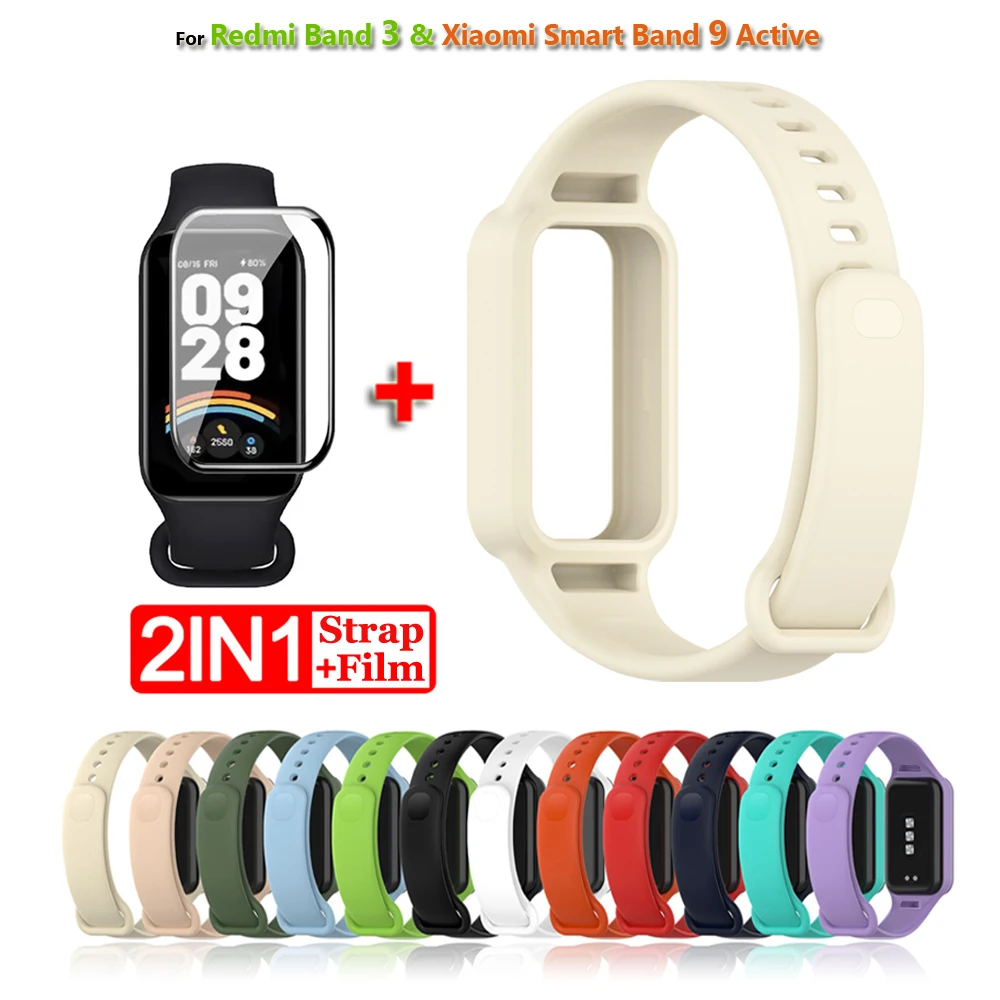 Replacement Strap For Xiaomi Smart Band 9 Active Strap Correa Silicone Watchbands Strap For Redmi Smart Band 3 Strap Bracelet