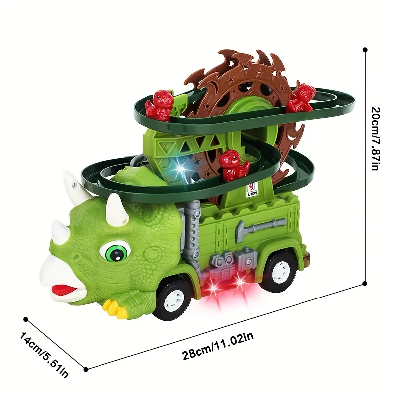 لعبة مسار الشريحة على شكل ديناصور تريسيراتوبس دينو لتجنب العوائق، نظام مسار الشريحة، هدية عيد الميلاد/الهالوين للأطفال #2