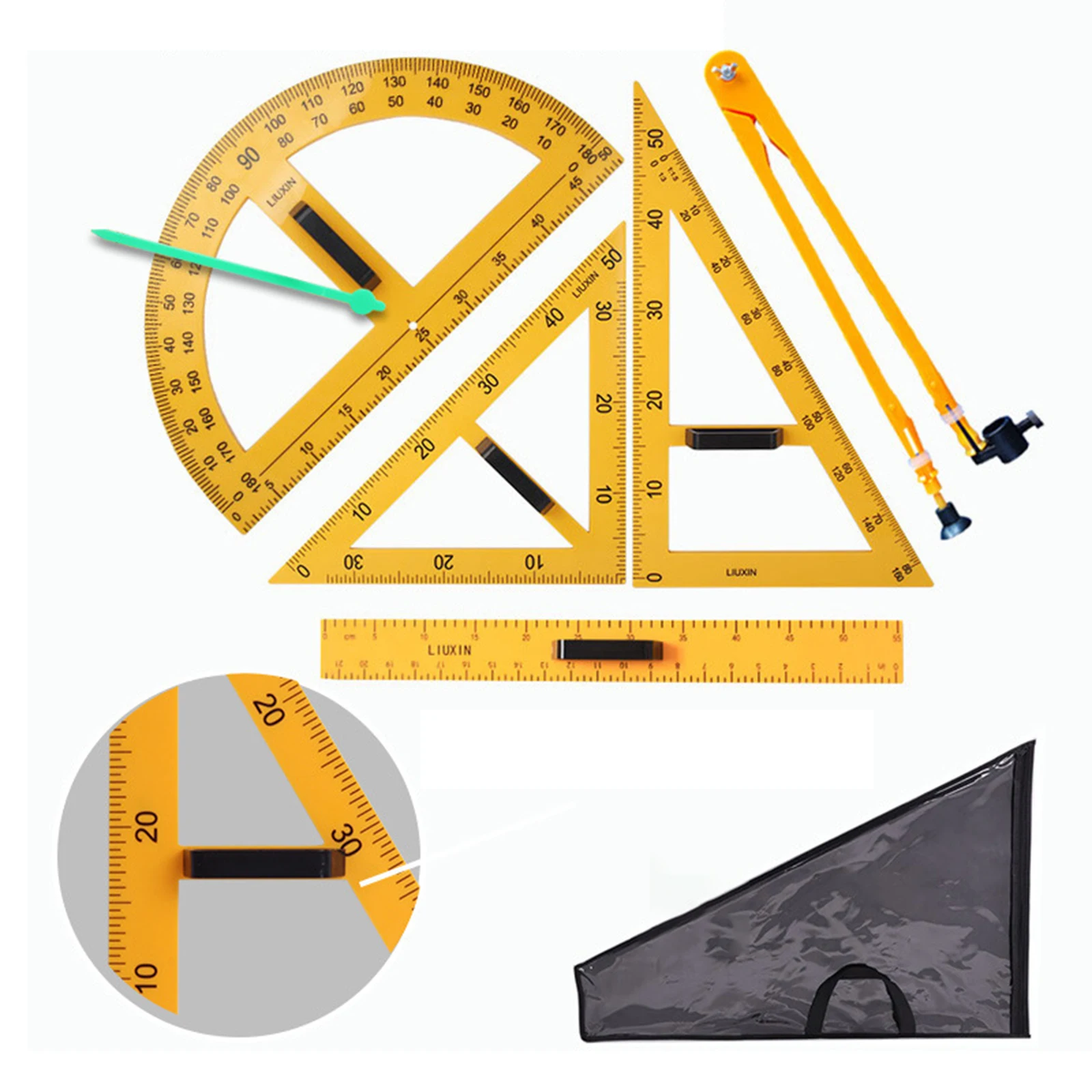 Imagem -05 - Matemática Geometria Régua Kits Tamanho Grande Professor Aids Desenho Ferramenta Multifuncional Sala de Aula Equipamentos Material de Escritório 35 Pcs