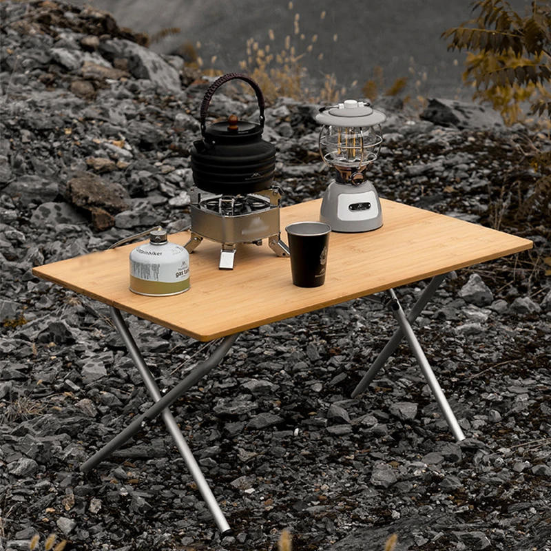 Outdoor Camping Bamboo Folding Table Portable Fast Storage Folding Desk Outdoor Dining Table Picnic BBQ Table