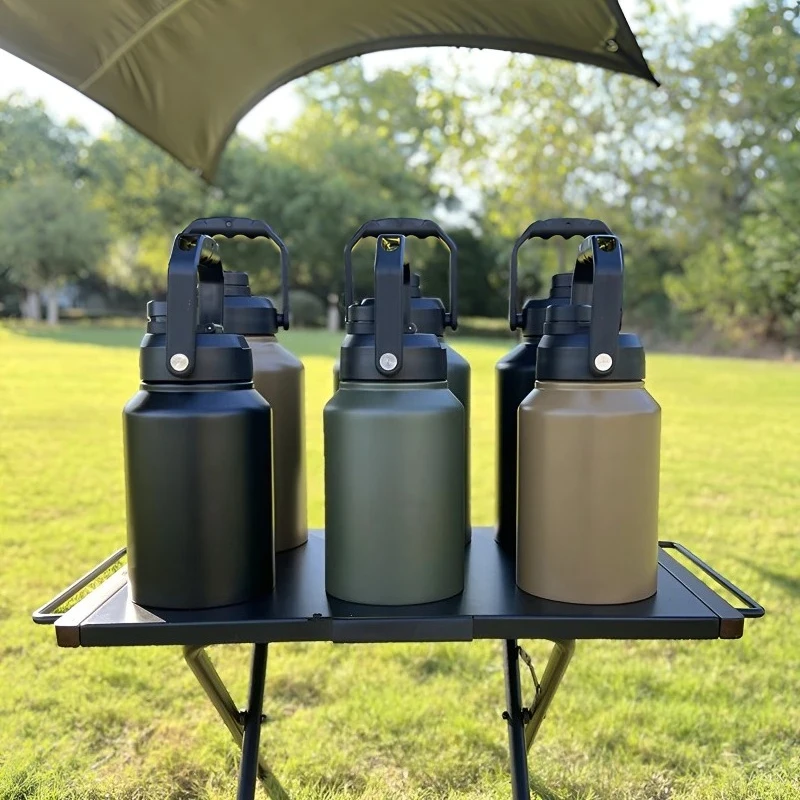 

1.9/3.8L Large Capacity Thermos Flask Outdoor Camping Ice Bucket 304 Stainless Steel Double-layer Insulation Cup