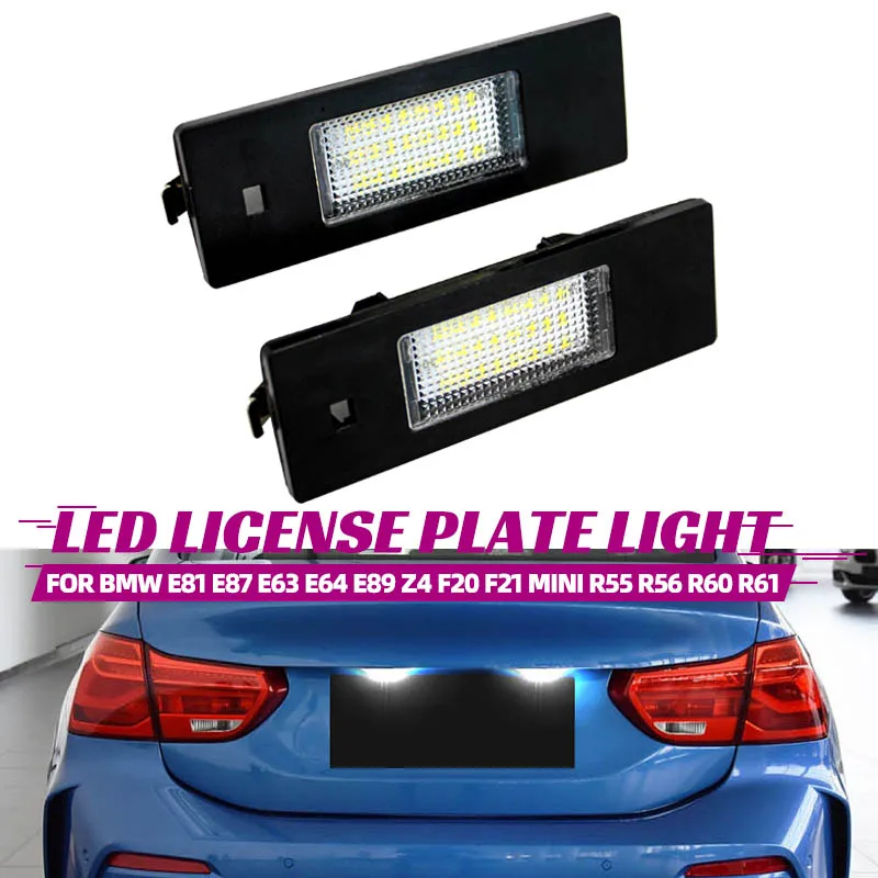 For BMW 1 Series E81 E87 E63 E64 M6 E85 E86 Z4 F12 F13 F20 K48 LED License Number Plate Lamp Car Light Luz No Error