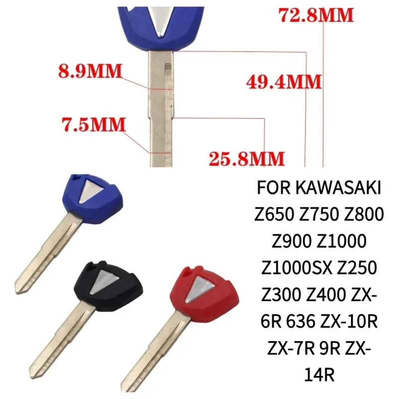 Motorcycle Blank Key Uncut Blade FOR KAWASAKI Z650 Z750 Z800 Z900 Z1000 Z1000SX Z250 Z300 Z400 ZX-6R 636 ZX-10R ZX-7R 9R ZX-14R