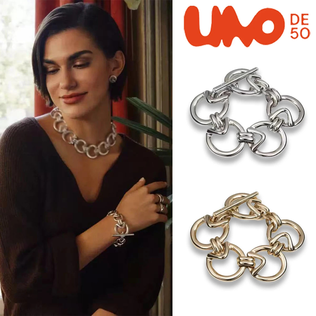 

UNODE50 Bracelet Spanish exaggerated geometric loop bracelet, light luxury, personalized, high-end