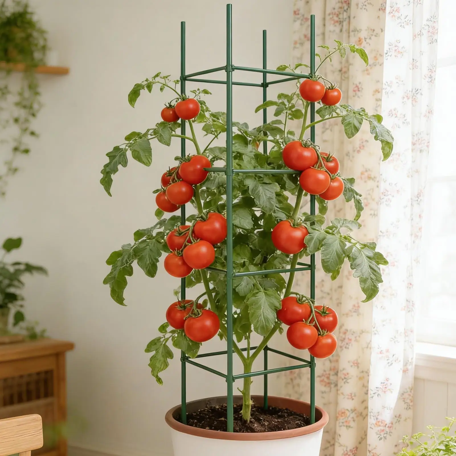 Pflanzenstäbe Gartensäule für Pflanzenranken Kletternetz Gewächshaus-Tomatenkäfig Blumen- und Gemüse-Stützhalter