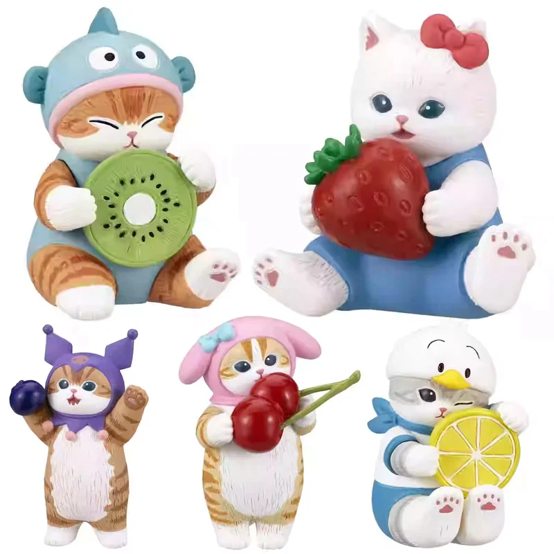 

Мультфильм Mofusand Fruit Cat Animal Series Морские акулы Cat Cross-Dressing Hellokitty Kuromi Cat слепая коробка игрушки орнамент подарки