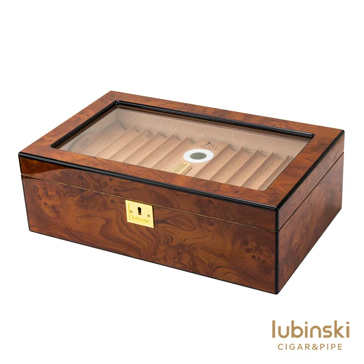 

LUBINSKI Cigar Box Perspective Window Cedar Double Layer Humidor Moisturizing Cabinet YJA-60015