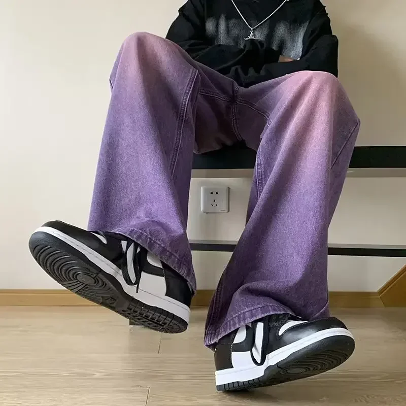 

Джинсы мужские прямые, мешковатые модные брюки из денима, джинсовые брюки с широкими штанинами, в стиле High Street, весна-осень