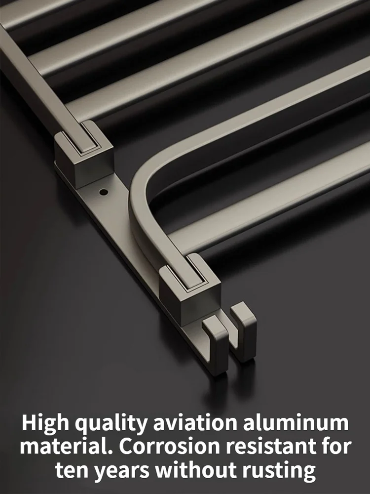 ترقية وسميكة رمادي/أسود 50 سنتيمتر-60 سنتيمتر للطي حامل أرفف المناشف الألومنيوم مع حامل منشفة هوك