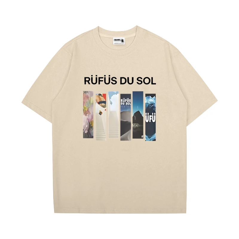 Rufus du Sol Merch Tour 2025 الرسومات قصيرة الأكمام تي شيرت الرجال امرأة خمر الشارع الشهير تي شيرت القطن عادية بلوزات مستديرة العنق للجنسين #6