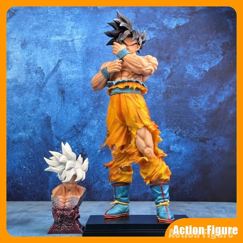 

【In Stock】 35cm Dragon Ball Anime Figure Ultra Instinct Son Goku ‌Kakarotto 2 Heads Figure Pvc Statue Model Toy Gift
