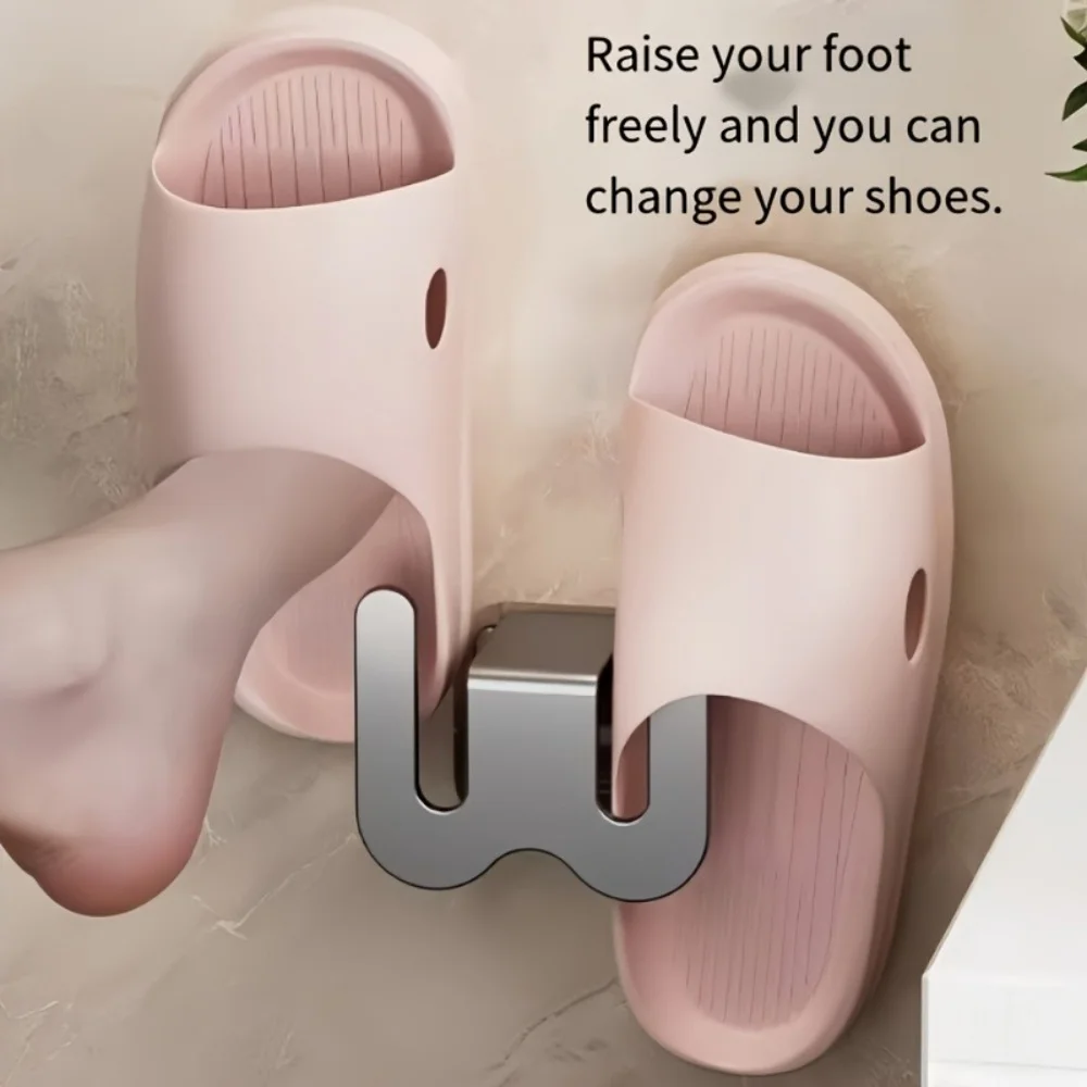 No Punching Bathroom Shoe Rack Wall Mounted Slipper Rack Slipper Drying Hook Simple Door Back Foyer Hanging Rack